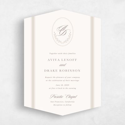 Beige Diamond Wedding Invitation - Clyde Portrait