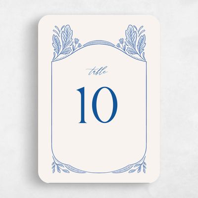 Blue Rounded Wedding Table Number - Caleania