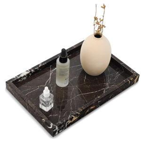 Real Natural Marble Tray for Bathroom - Brown