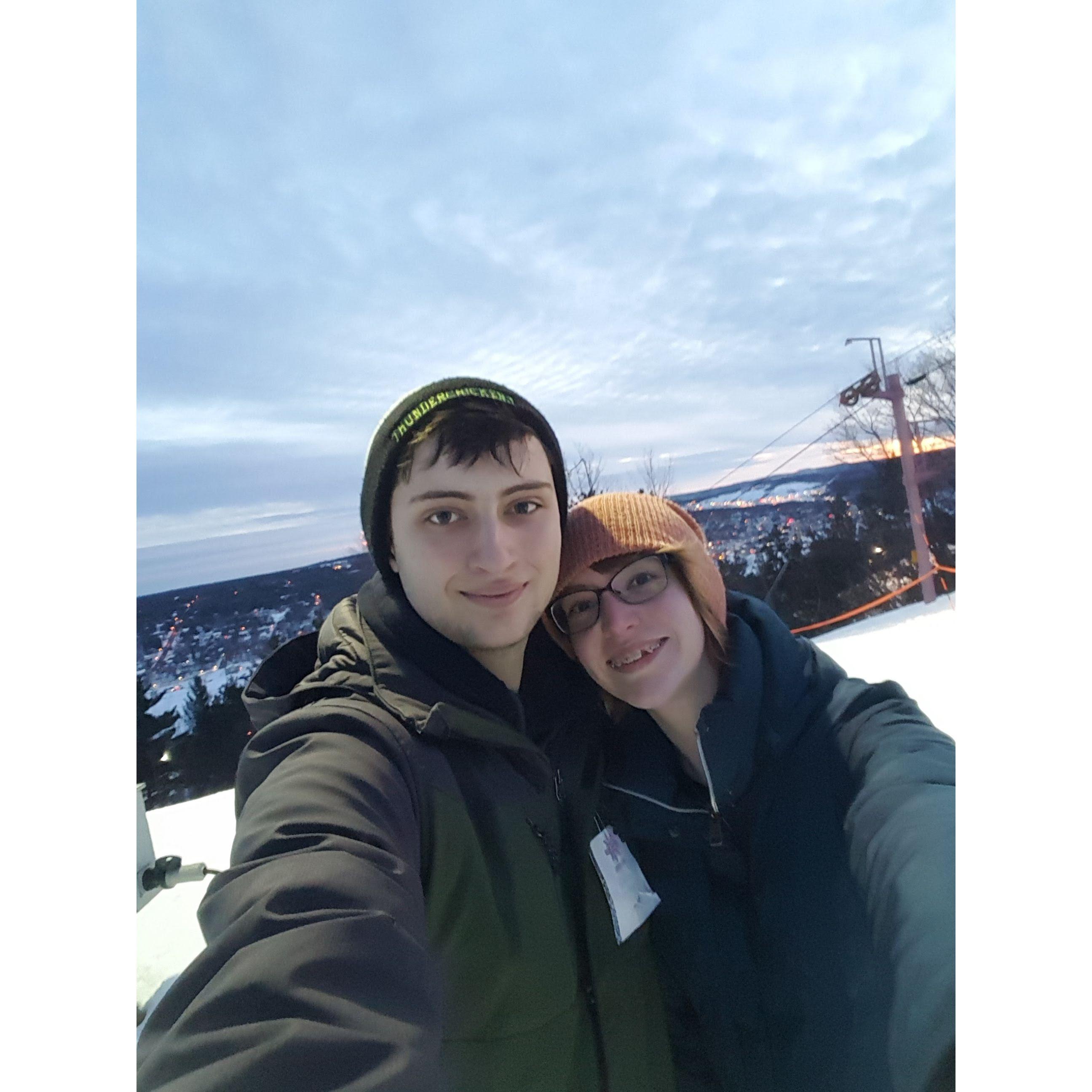 Our first photo together! Skiing on Mt. Ripley January 2018