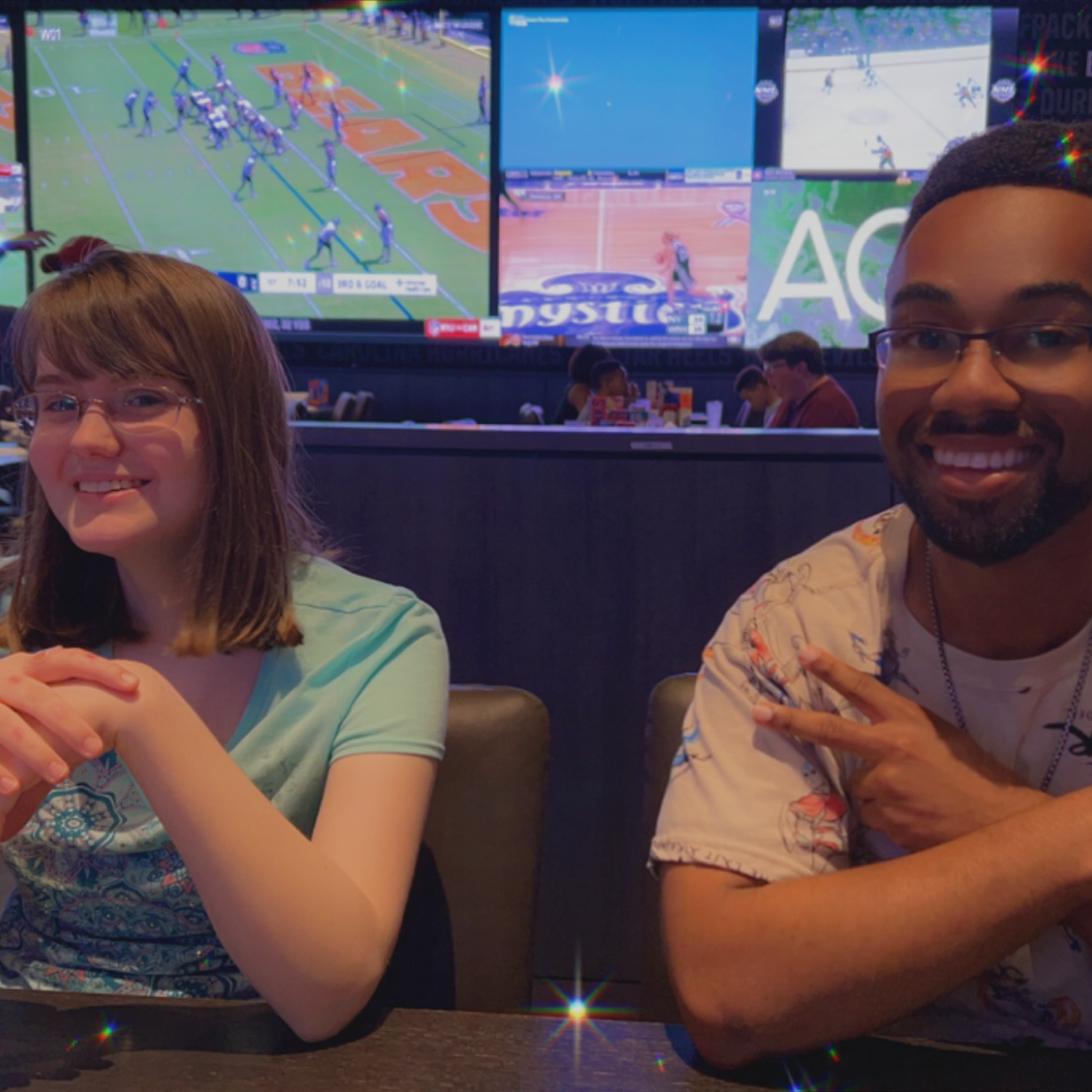 Katie and Brandon seated across from us at Dave and Buster's... Yep, it was time to eat.