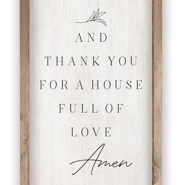And Thank You For A House Full Of Love Framed White Wood Rustic Style Wall Décor Sign 18x36