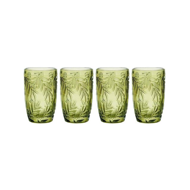 Fitz and Floyd Villa Palm 13-oz Highball Glasses 4-Piece Set