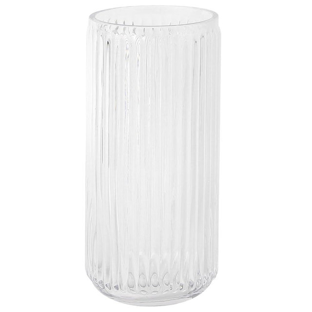 MARTAGE Ribbed Glass Vase, Clear Vase, Flower Vase for Bouquet, Glass Vase for Flowers, Modern Vase, Ribbed Vase for Living Room, Bathroom, Dining Table, Office, Wedding, Centerpieces, 8 Inches