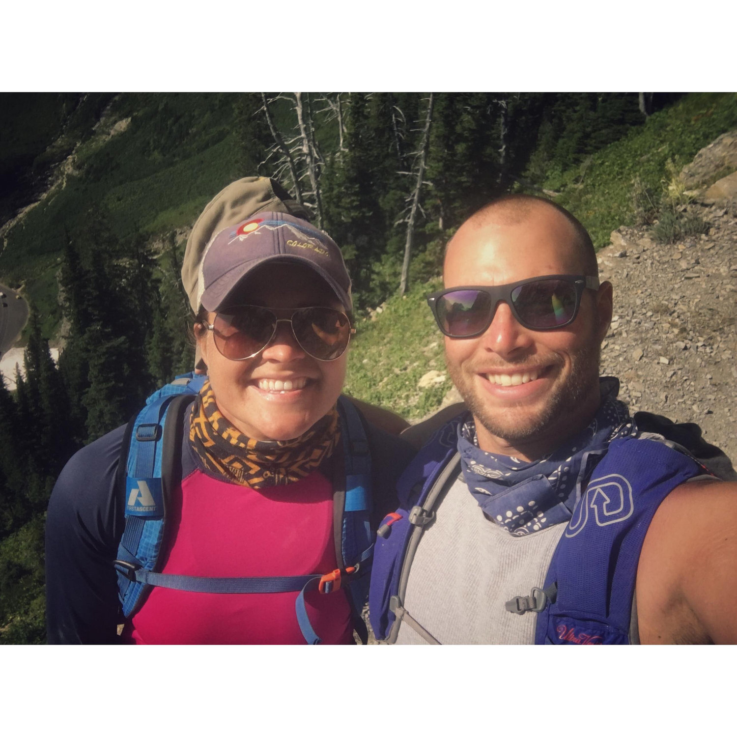 Montana hiking and bike trip. π The 11mile hike up hill in Glacier National Park. I told him I liked hiking... lol. We ran outa food and Tells feet almost fell off. I had a great time. π