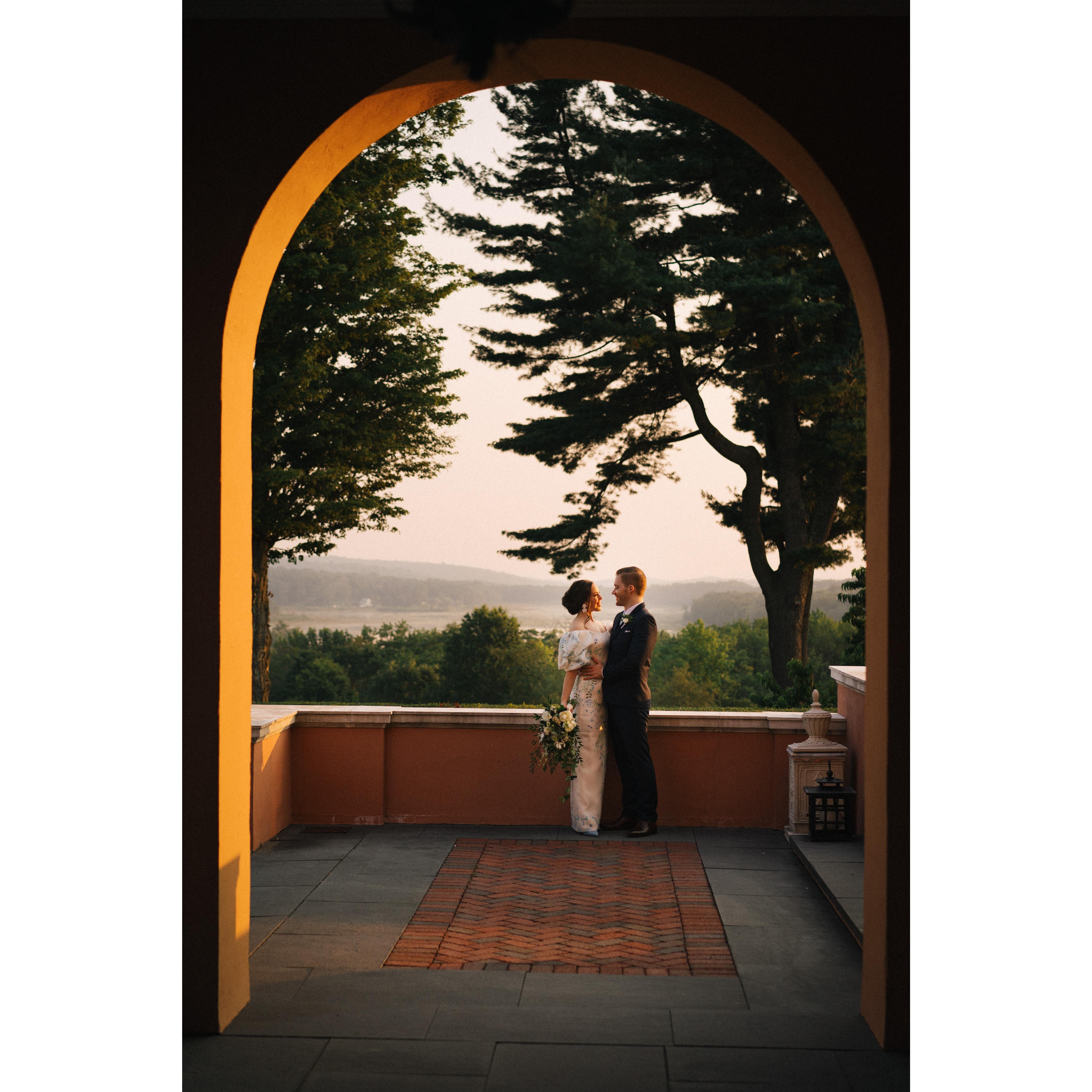 Overlooking the lake at Glenmere Mansion
