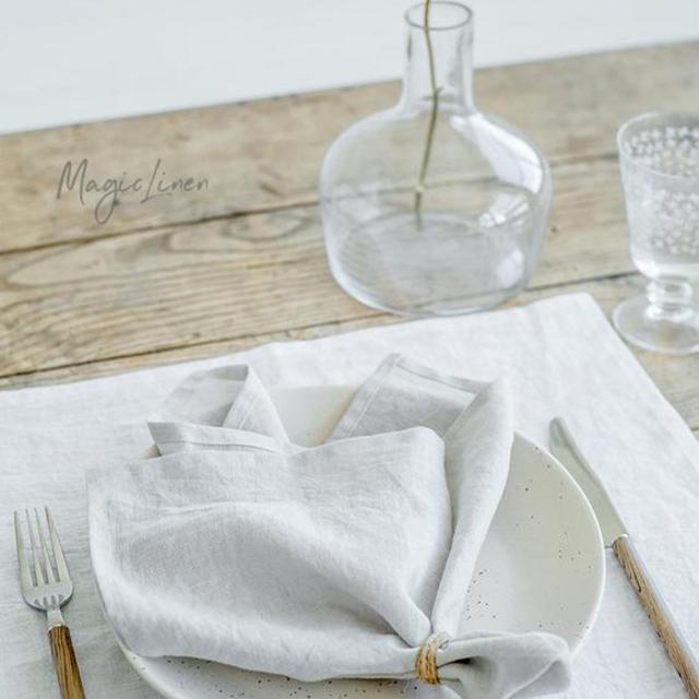 Light Gray linen napkin set