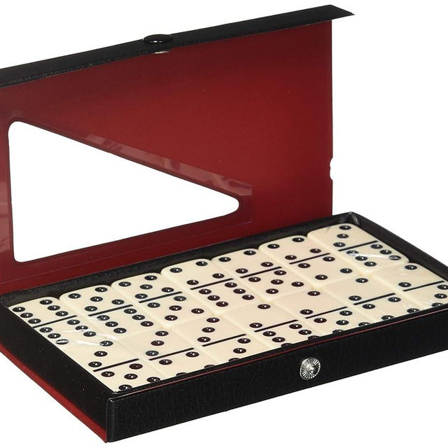 D6 Standard Dominoes Ivory with White Pips