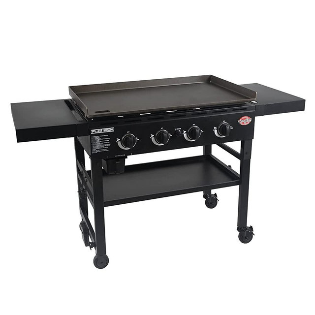Char-Griller E8936 Flat Iron Four Burner Gas Griddle Grill, Black