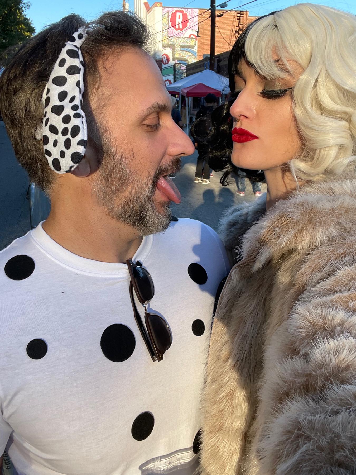 Cruella de Ville and her Dalmatian pup, Halloween 2022