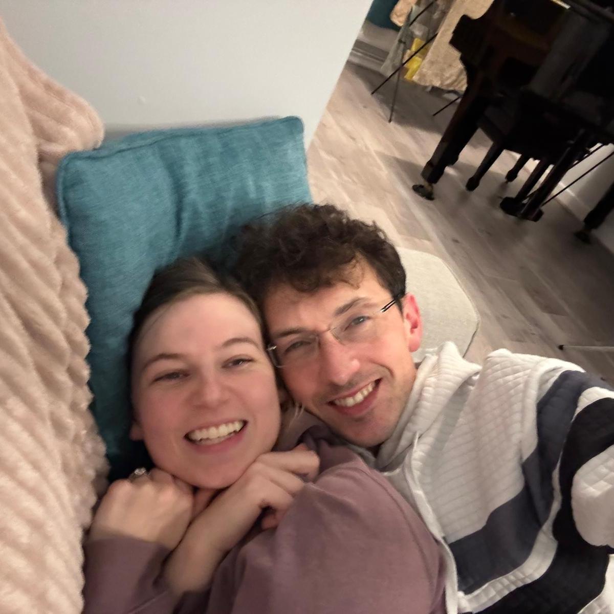 Snuggled.