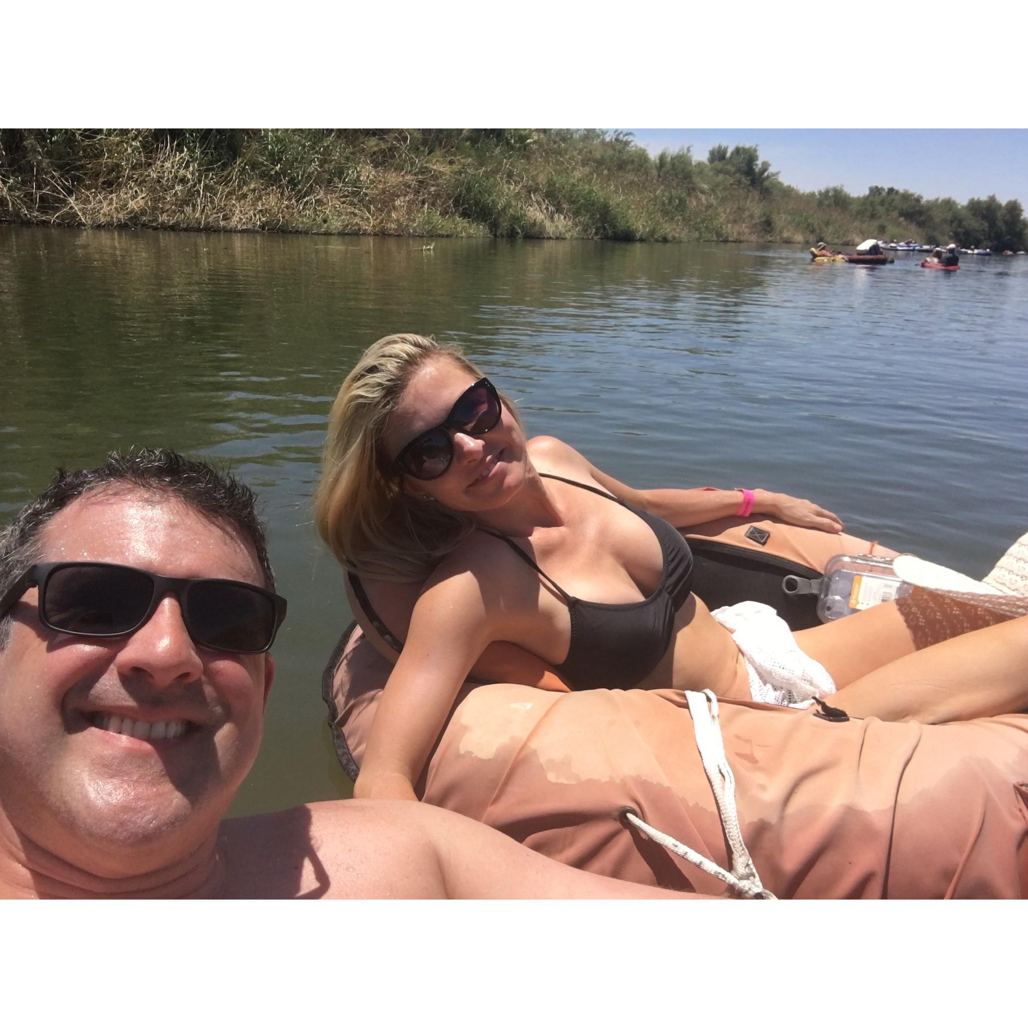 Floating down the river in Yuma Arizona. Don’t let him show you the videos. Hahahaha