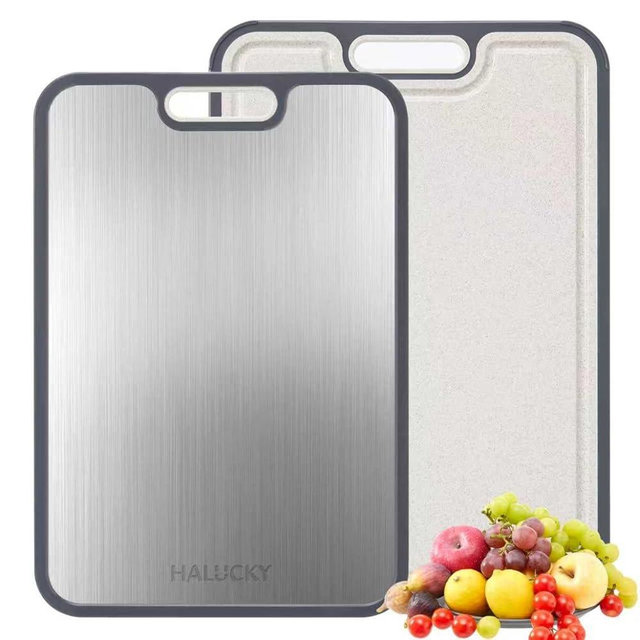 Double-sided Titanium Cutting Board, Cutting Board Double Sided Food Grade, Pure Titanium and Wheat Straw PP, Dishwasher Safe Easy to Clean