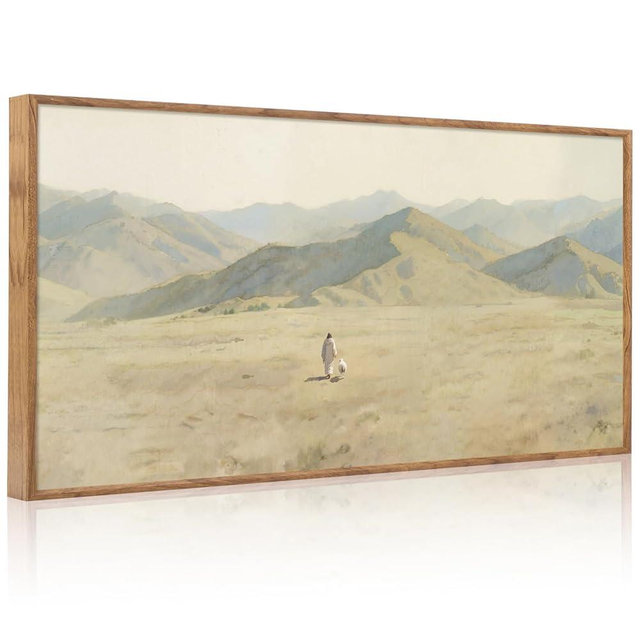 CHDITB Jesus Leaves The 99 Parable of The Lost Sheep Framed Canvas Wall Art(40"x20"), Boho Mountain Nature Landscape Artwork Prints, Large Religious Christian Bible Story Faith LDS Gift Decor for Home Office Bedroom