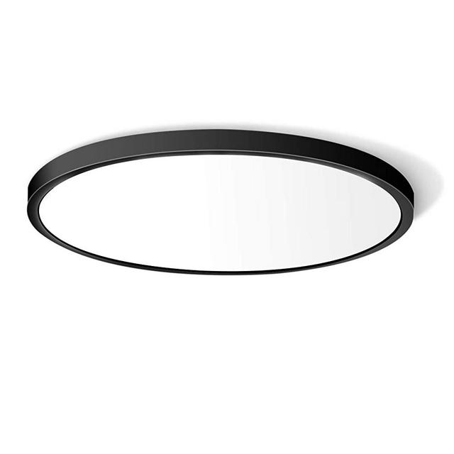 LED Flush Mount Ceiling Light Fixture, 5000K Daylight White 24W(240W Equivalent) 12 Inch Flat Modern Ceiling Lighting, Black, 3200LM Ceiling Lamp for Bathroom, Kitchen, Bedroom, Living Room, Hallway
