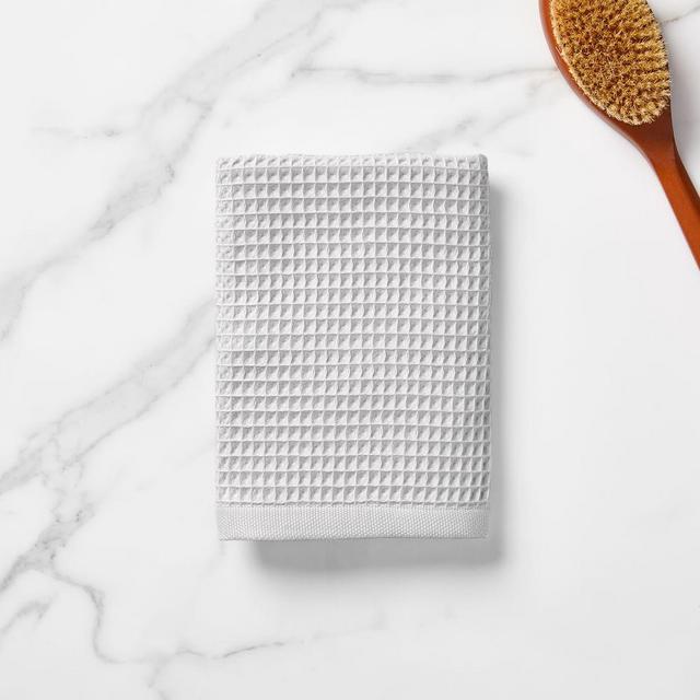 Organic Waffle Towel, Hand Towel, Gray Sky