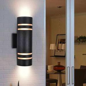 2-Light Industrial Vintage Black Linear Cylinder Wall Lights Waterproof IP54 Lantern Outdoor Wall Sconces - Overstock - 40700140