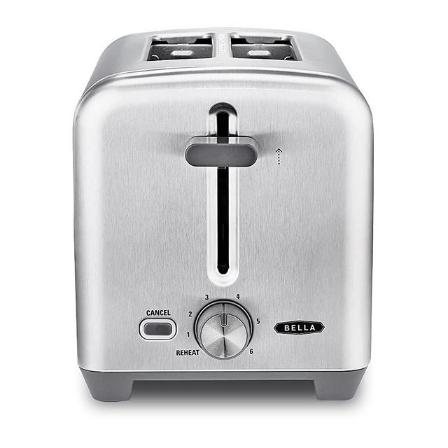 BELLA 2 Slice Toaster, Quick & Even Results Every Time, Wide Slots Fit Any Size Bread Like Bagels or Texas Toast, Drop-Down Crumb Tray for Easy Clean Up, Stainless Steel