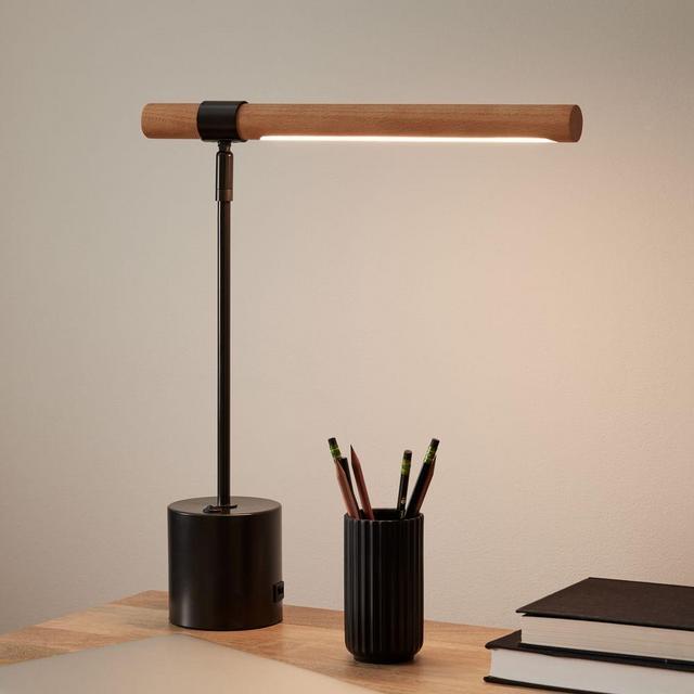 Linear Wood Table Lamp, Natural Ash, Dark Bronze