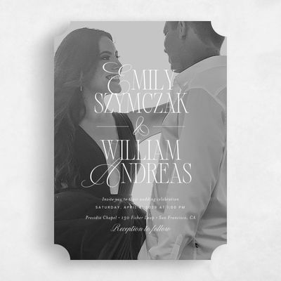 White Ticket Wedding Invitation - Thisbe Photo