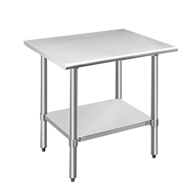 ROCKPOINT Stainless Steel Table for Prep & Work 24x36 Inches, NSF Metal Commercial Kitchen Heavy Duty Table with Adjustable Under Shelf and Table Foot for Restaurant, Home and Hotel