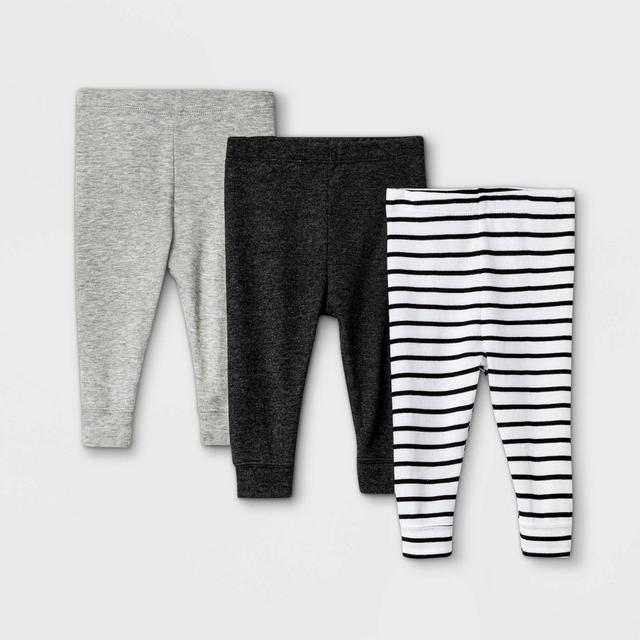 Baby 3pk Pull-On Pants - Cloud Island™ Black/Gray 3-6M