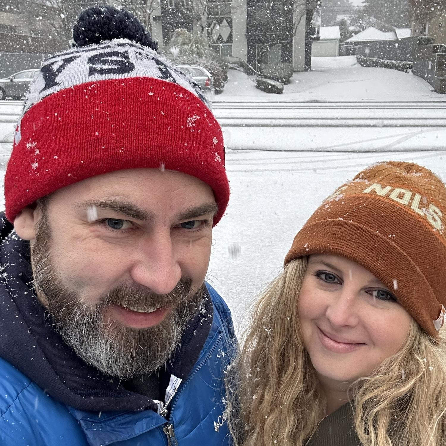 Snow Day on Alki Beach in Seattle, Washington.