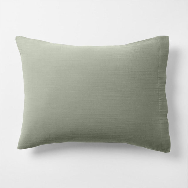 Supersoft Organic Cotton Gauze Shadow Sage Green Standard Bed Pillow Sham