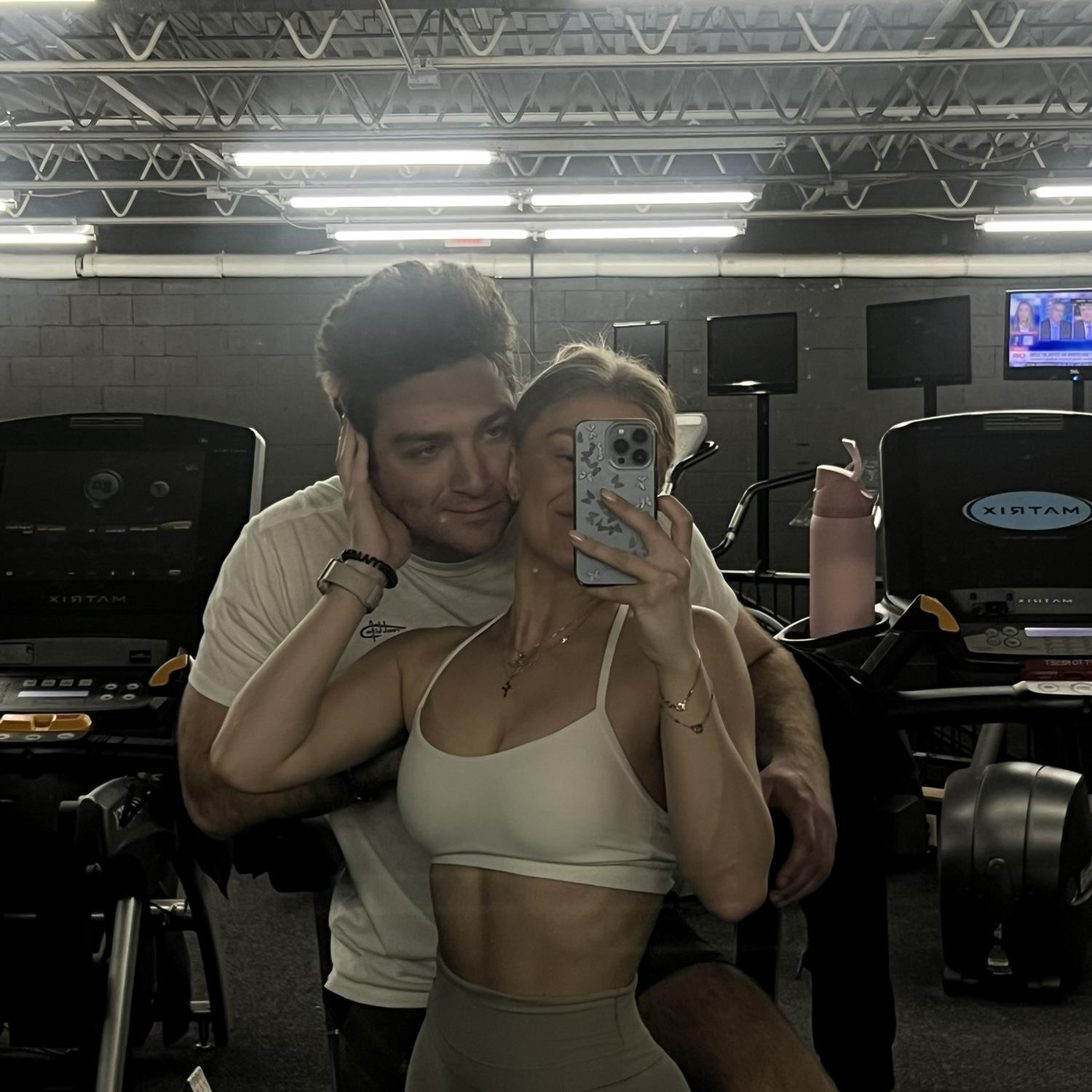 We always try to squeeze in a workout wherever we can. This was taken in a gym named literally "The Gym" located in Traverse City.