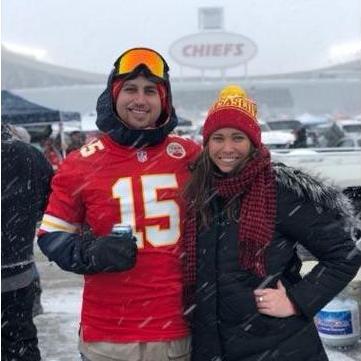 At the Chiefs vs. Colts Divisional Playoff game in 2018. We love going to Chiefs games!