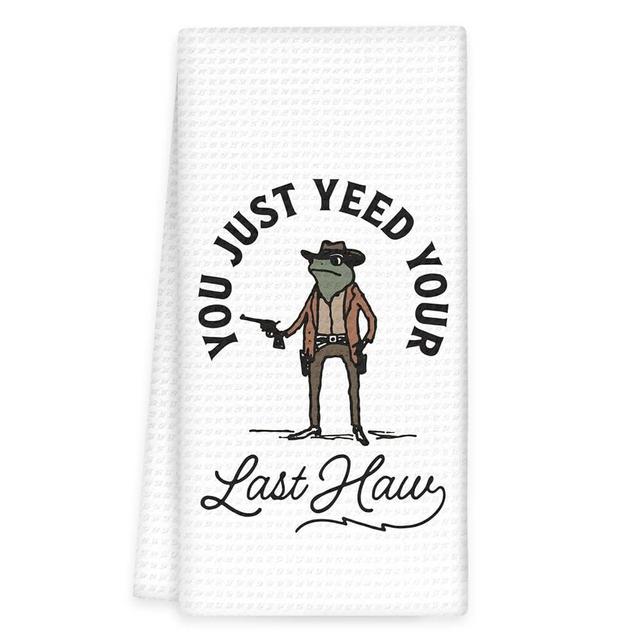 OINDADE Western Cowboy Frog Kitchen Towels, Funny Western Frog Hand Towels, Sarcastic You Just Yeed Your Last Haw Dish Tea Towel for Kitchen Decorative, FrogCowboy Bathroom Kitchen Decor, 16x24In