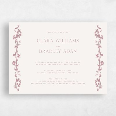 Dusty Rose, Pink Wedding Invitation - Matienzo Landscape