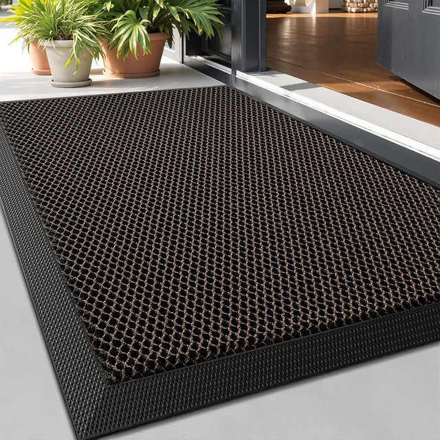 LUMI Front Door Mat for Outside Entrance 24"x36", Heavy-Duty Dirt-Trapping Doormat with Durable Non-Slip Rubber Backing, Stain & Fade-Resistant Entry Mats, Brown