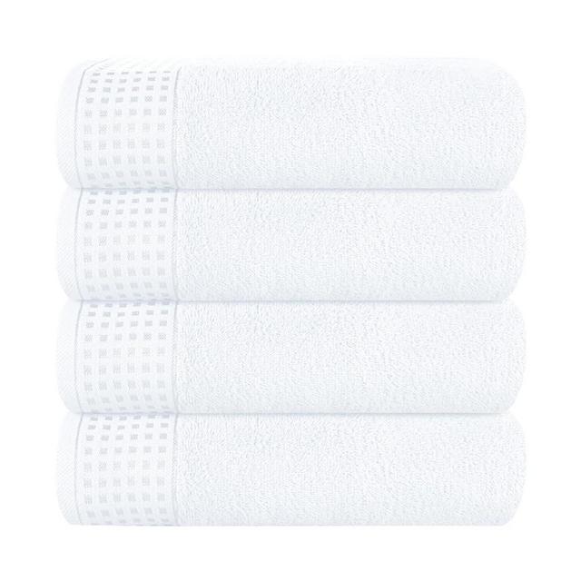 GLAMBURG Ultra Soft 4 Pack Oversized Bath Towel Set 27x54 inches, 100% Cotton Bath Towels, Highly Absorbant Compact Quickdry & Lightweight Towel, Ideal for Gym Travel Camp Pool - White