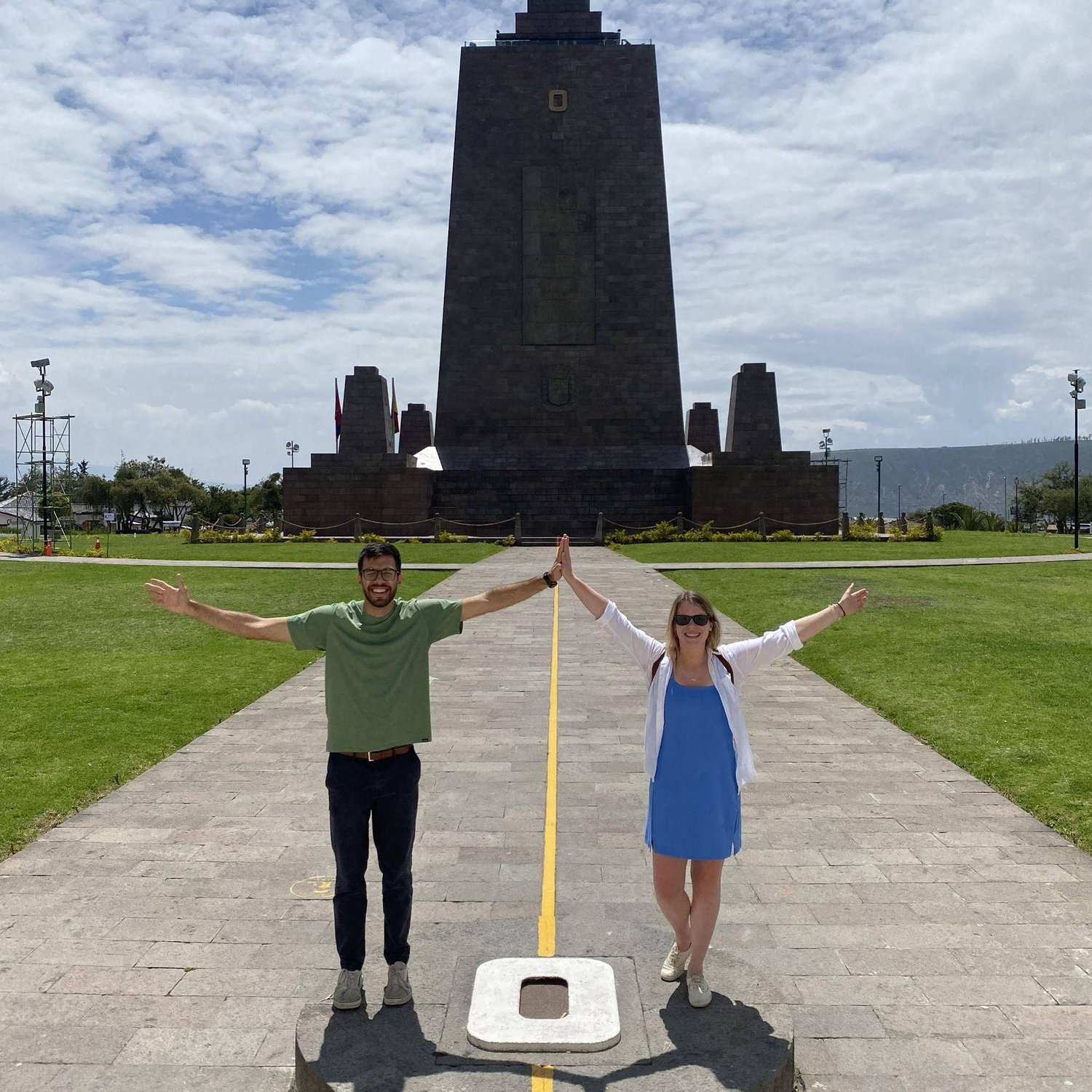 Standing in both hemispheres at once at the equator in Ecuador.