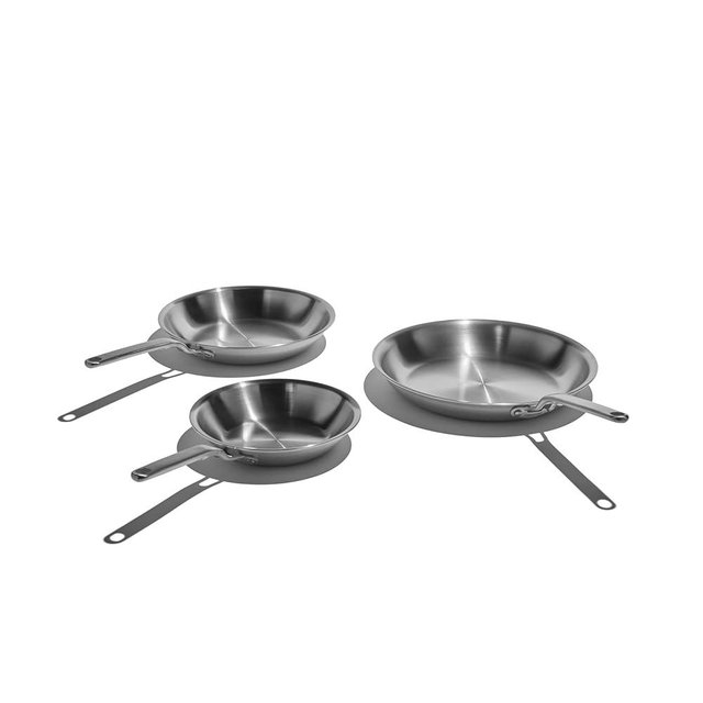 Heritage Steel Eater Series 3 Piece Fry Pan Set | Made in USA | 5-Ply Fully Clad Stainless Steel Pan | Stay Cool Handle Design | Induction Ready & Non-Toxic Pan