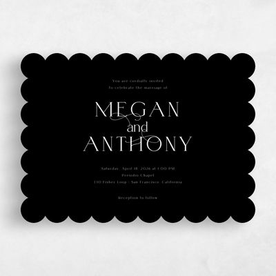 Black Scalloped Wedding Invitation - Hodgson Landscape