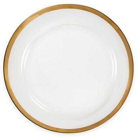 Nevaeh White® by Fitz and Floyd® Grand Rim Dinner Plate in Gold