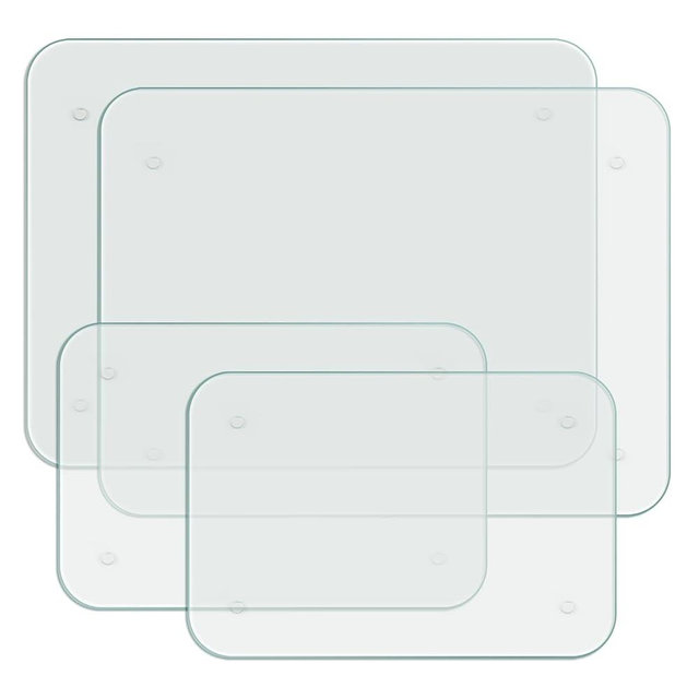 Tempered Glass Cutting Board for Kitchen, Clear Glass Cutting Board with Rubber Feet and Rounded Corners, Dishwasher Safe, Easy to Clean, Heat and Scratch Resistant, Set of 4 (12"x16"x2, 8"x12"x2)