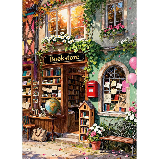 TangComplete - Bookstore Puzzles for Adults 1000 Pieces, Puzzles with Letters on Back, Impossible Hard Difficult Challenging, Precise Interlocking Pieces, Home Wall Decoration & Ideal Gift
