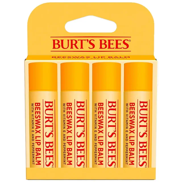 Burt's Bees Origin Beeswax Lip Balm - 0.6oz/4ct: Moisturizing Peppermint and Beeswax Balm, Paraben-Free
