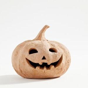 Terracotta Jack O Lanterns, Medium Pumpkin, Terracotta