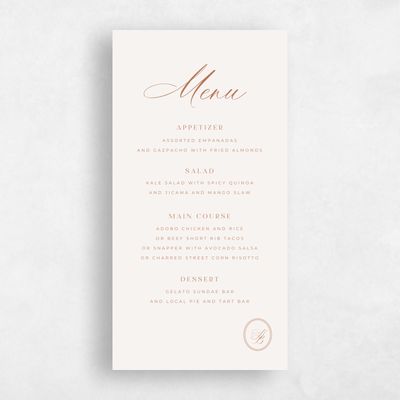 Tuscany, Beige Wedding Menu - St Anne