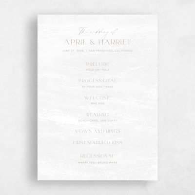 Smoke, Grey Wedding Program - Belanger