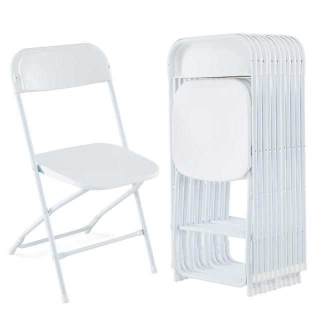 Costway 12 Pack Metal Folding Chairs with Plastic Seat & Back Heavy-Duty Metal Frame