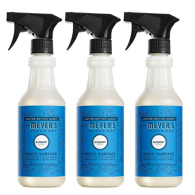 Mrs. MEYER'S CLEAN DAY Multi-Surface Everyday Cleaner, Blueberry Scent, 16 Ounce Bottles (Pack of 3)