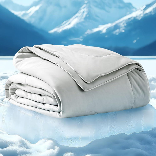 Bedsure Cooling Blankets for Hot Sleepers - Cooling Comforter, Cold Summer Blanket for Bed, Ice Breathable and Lightweight Gift for Night Sweats, Grey, 102x96 Inches