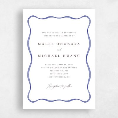 Periwinkle, White Wedding Invitation - Perkins Classic