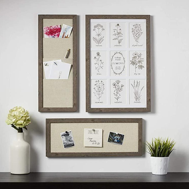 Old Town Modern Farmhouse Felt and Pocket Board, 3-piece Set | 4x6 Picture Frames (3 Pc Collage Board)