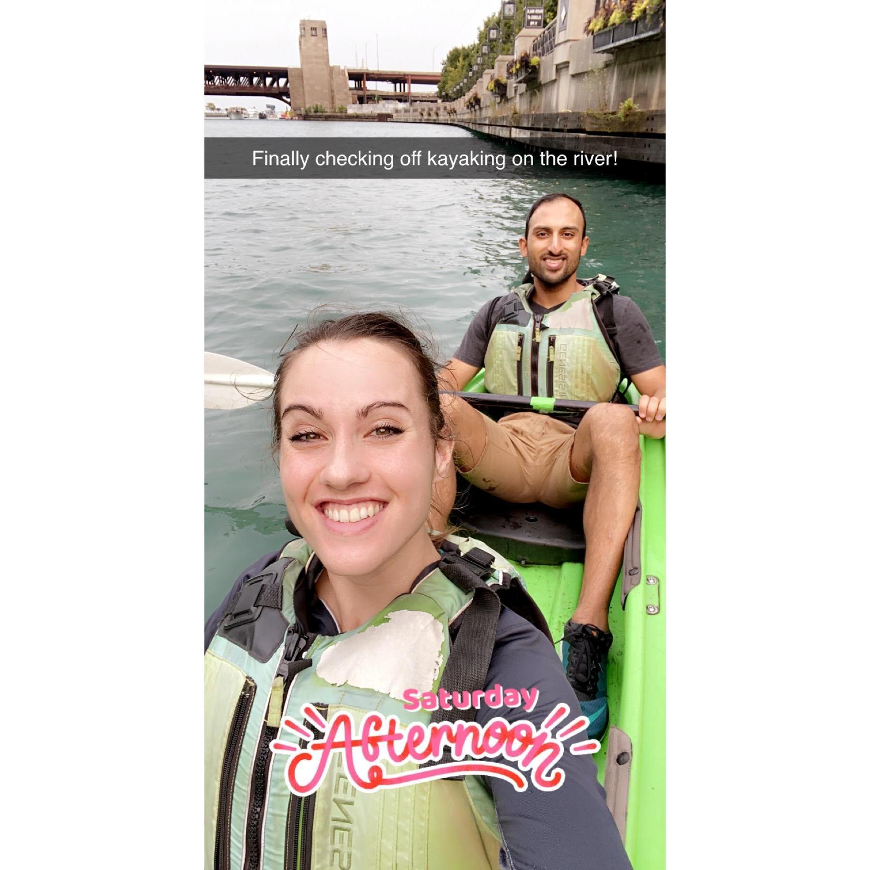 Kayaking along the Chicago River